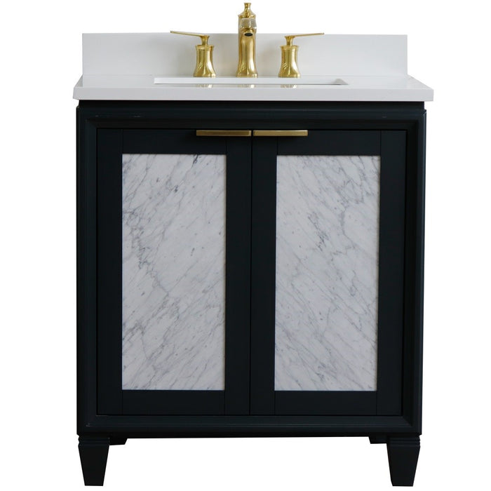 Bellaterra Home 31" Single sink vanity in Dark Gray finish with White quartz with rectangle sink