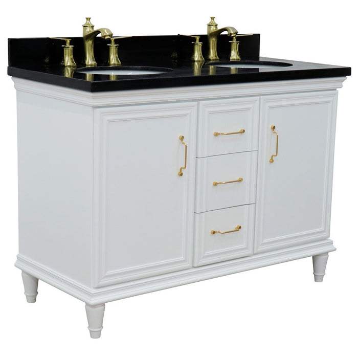 Bellaterra Home Forli 49" Double vanity in White finish with Black galaxy and oval sink