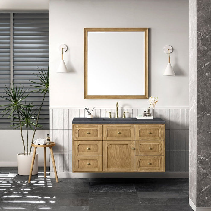 James Martin Vanities Laurent 48" Single Vanity, Light Natural Oak w/ 3 CM Charcoal Soapstone Top