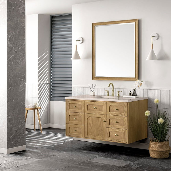 James Martin Vanities Laurent 48" Single Vanity, Light Natural Oak w/ 3 CM Eternal Marfil Top