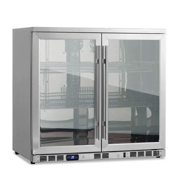 KingsBottle KBU56M 36 Inch Heating Glass 2 Door Built In Beverage Fridge