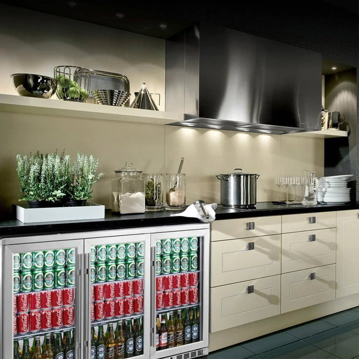 KingsBottle KBU328M 53 Inch Heating Glass 3 Door Large Beverage Refrigerator