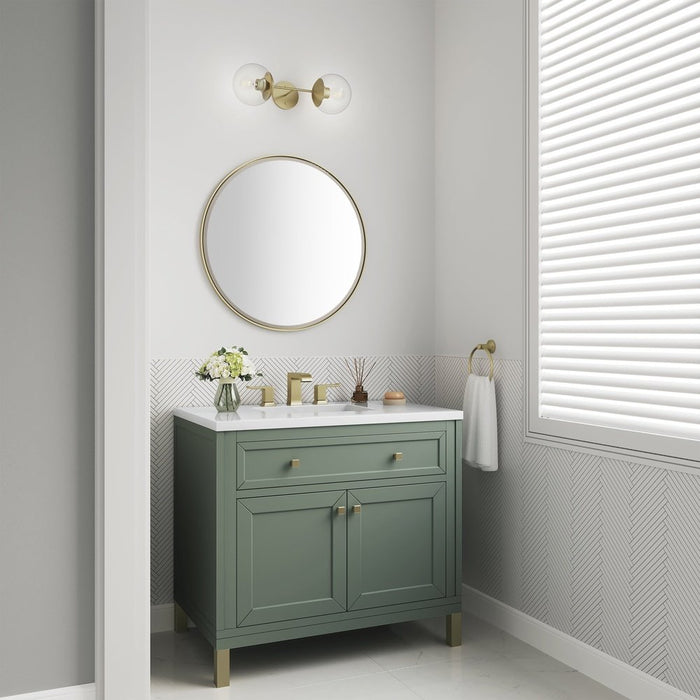 James Martin Vanities Chicago 36" Single Vanity, Smokey Celadon w/ 3 CM White Zeus Top