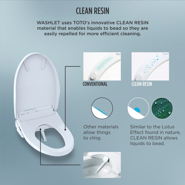 TOTO Washlet C5 Bidet Toilet Seat with Premist and eWater+ Wand Cleaning, Elongated, Cotton White