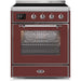 ILVE - Majestic II Series - 30 Inch Electric Freestanding Single Oven Range (UMI30NE3) - Burgundy with ChromeTrim