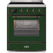 ILVE - Majestic II Series - 30 Inch Electric Freestanding Single Oven Range (UMI30NE3) - Emerald Green with Bronze Trim