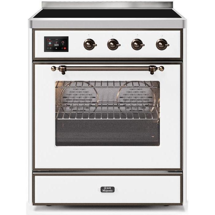 ILVE - Majestic II Series - 30 Inch Electric Freestanding Single Oven Range (UMI30NE3) - White with Bronze Trim