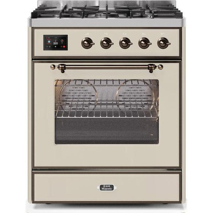 ILVE 30" Majestic II Series Gas Burner and Electric Oven Range with 5 Sealed Burners (UM30DNE3) - Antique White