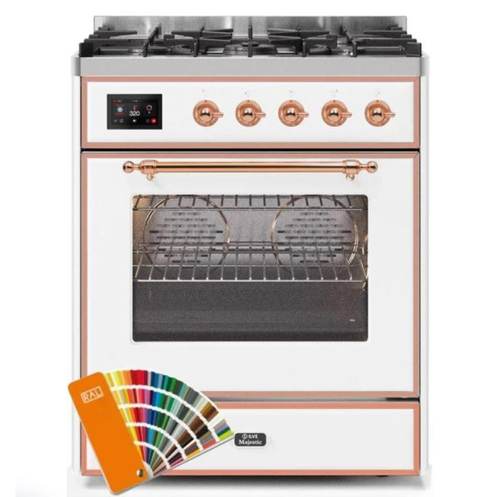 ILVE 30" Majestic II Series Gas Burner and Electric Oven Range with 5 Sealed Burners (UM30DNE3) - Custom Color with Copper Trim