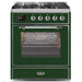 ILVE 30" Majestic II Series Gas Burner and Electric Oven Range with 5 Sealed Burners (UM30DNE3) - Emerald Green with Chrome Trim