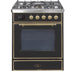 ILVE 30" Majestic II Series Gas Burner and Electric Oven Range with 5 Sealed Burners - Glossy Black