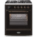 ILVE 30" Majestic II Series Gas Burner and Electric Oven Range with 5 Sealed Burners - Glossy Black with Bronze Trim