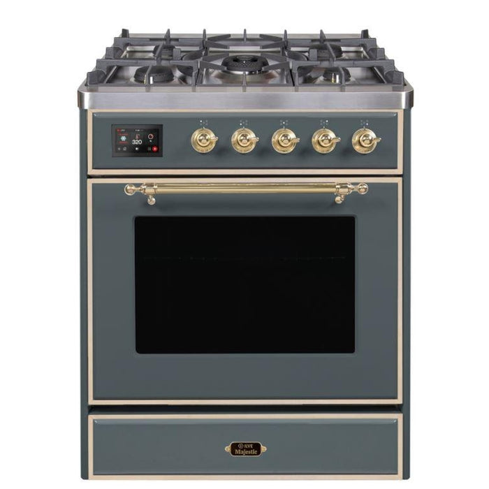 ILVE Majestic II 30″ Dual Fuel Range with 5 Sealed Burners, Triple Glass Door- UM30DNE3