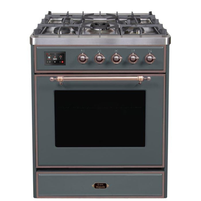 ILVE Majestic II 30″ Dual Fuel Range with 5 Sealed Burners, Triple Glass Door- UM30DNE3