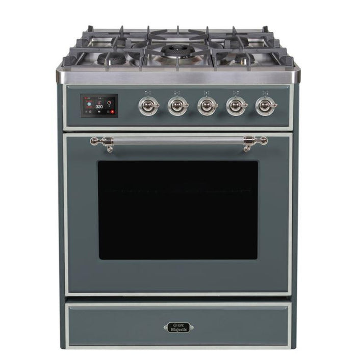 ILVE Majestic II 30″ Dual Fuel Range with 5 Sealed Burners, Triple Glass Door- UM30DNE3