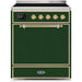 ILVE - Majestic II Series - 30 Inch Electric Freestanding Range (UMI30QNE3) - Emerald Green with Brass Trim