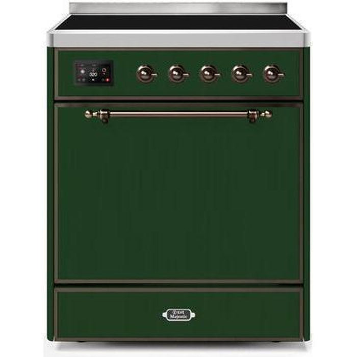 ILVE - Majestic II Series - 30 Inch Electric Freestanding Range (UMI30QNE3) - Emerald Green with Bronze Trim