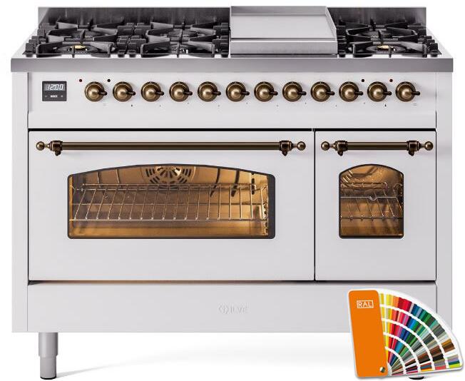 ILVE 48" Nostalgie II Dual Fuel Range with 8 Sealed Burners and Griddle - UP48FNMP