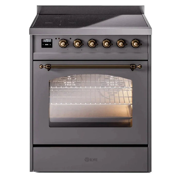 ILVE 30" Nostalgie II Series Freestanding Electric Double Oven Range with 5 Elements, Triple Glass Cool Door, Convection Oven, TFT Oven Control Display and Child Lock