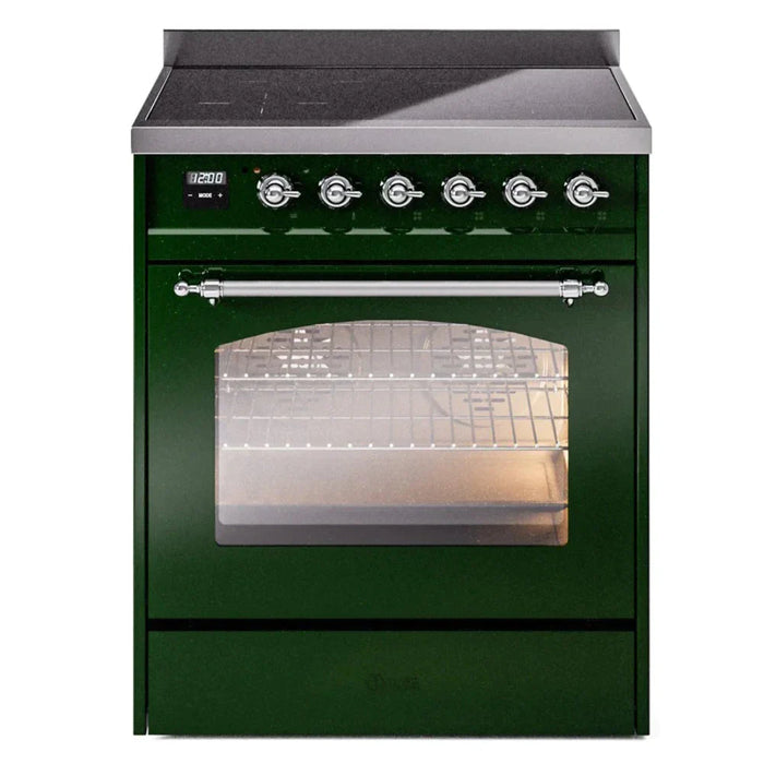 ILVE 30" Nostalgie II Series Freestanding Electric Double Oven Range with 5 Elements, Triple Glass Cool Door, Convection Oven, TFT Oven Control Display and Child Lock