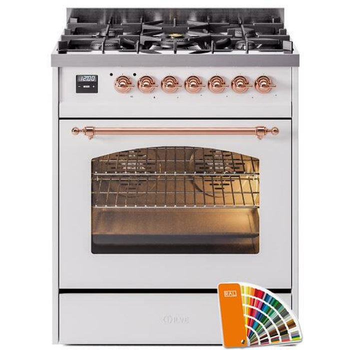 ILVE 30" Nostalgie II Series Freestanding Single Oven Dual Fuel Range with 5 Sealed Burners - UP30NMP