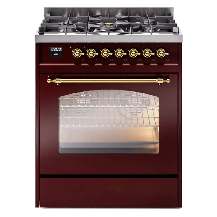 ILVE 30" Nostalgie II Dual Fuel Range with 5 Sealed Burners, Triple Glass Door- UP30NMP