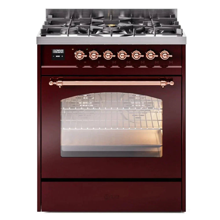 ILVE 30" Nostalgie II Dual Fuel Range with 5 Sealed Burners, Triple Glass Door- UP30NMP