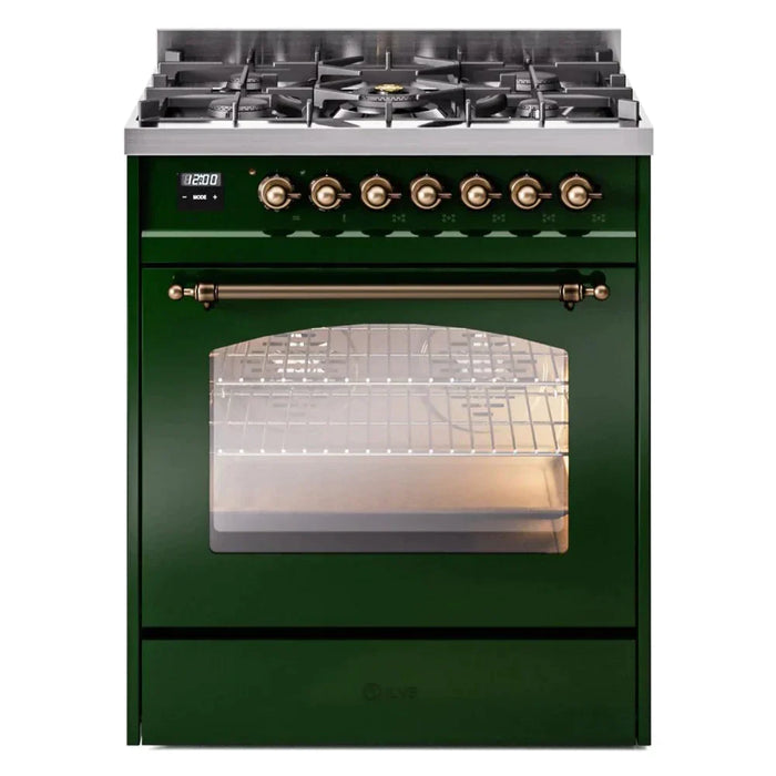 ILVE 30" Nostalgie II Dual Fuel Range with 5 Sealed Burners, Triple Glass Door- UP30NMP