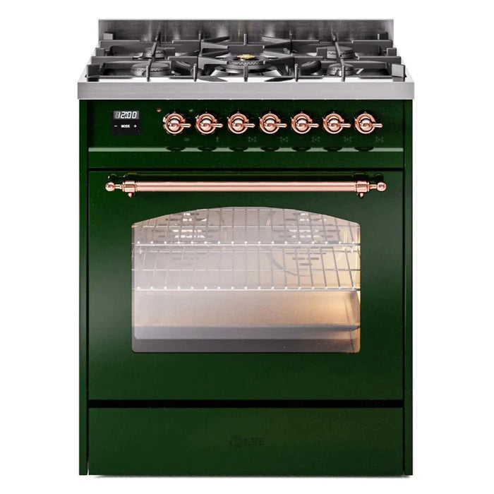 ILVE 30" Nostalgie II Series Freestanding Single Oven Dual Fuel Range with 5 Sealed Burners