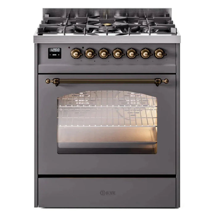 ILVE 30" Nostalgie II Dual Fuel Range with 5 Sealed Burners, Triple Glass Door- UP30NMP