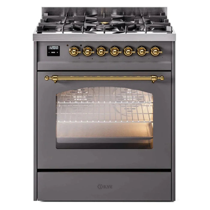 ILVE 30" Nostalgie II Series Freestanding Single Oven Dual Fuel Range with 5 Sealed Burners