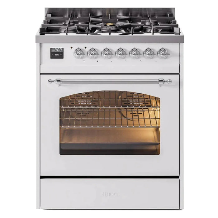 ILVE 30" Nostalgie II Dual Fuel Range with 5 Sealed Burners, Triple Glass Door- UP30NMP