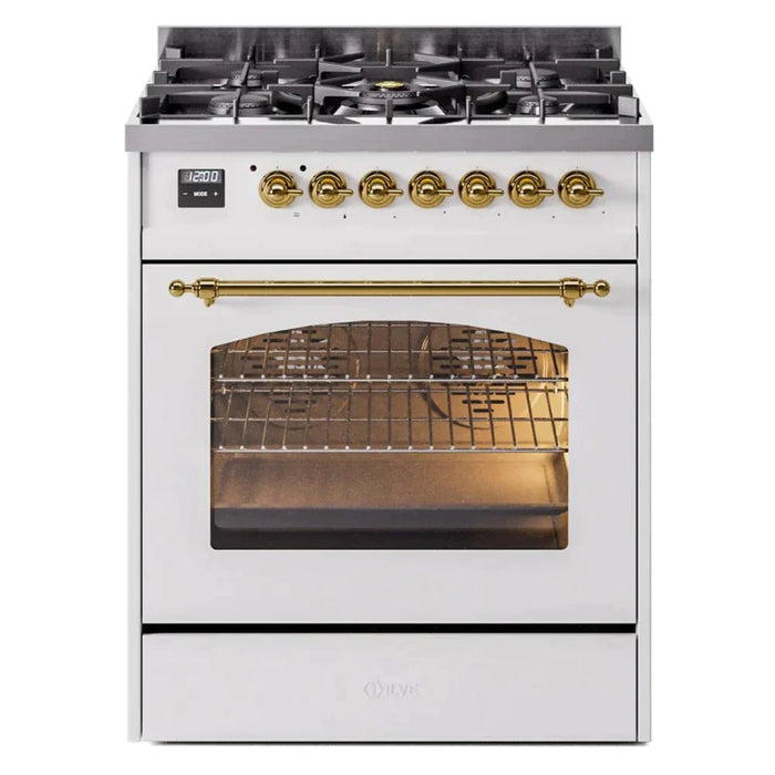 ILVE 30" Nostalgie II Dual Fuel Range with 5 Sealed Burners, Triple Glass Door- UP30NMP