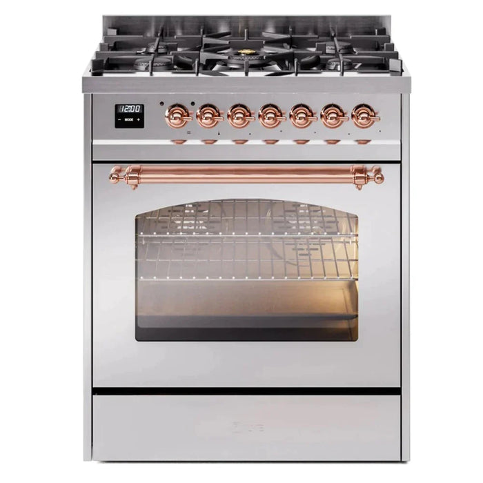 ILVE 30" Nostalgie II Series Freestanding Single Oven Dual Fuel Range with 5 Sealed Burners - UP30NMP