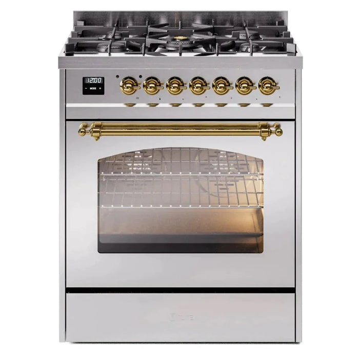 ILVE 30" Nostalgie II Series Freestanding Single Oven Dual Fuel Range with 5 Sealed Burners - UP30NMP