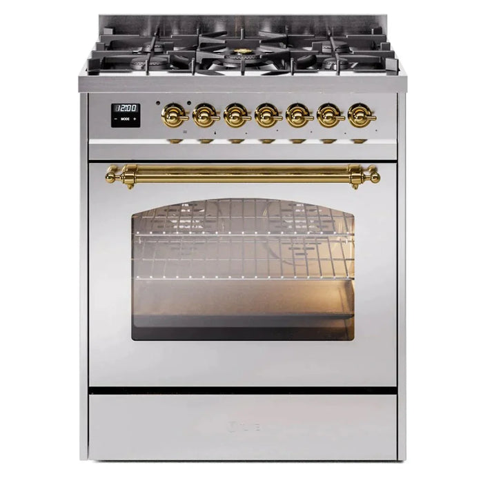 ILVE 30" Nostalgie II Dual Fuel Range with 5 Sealed Burners, Triple Glass Door- UP30NMP