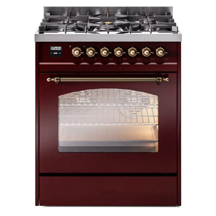 ILVE 30" Nostalgie II Dual Fuel Range with 5 Sealed Burners, Triple Glass Door- UP30NMP