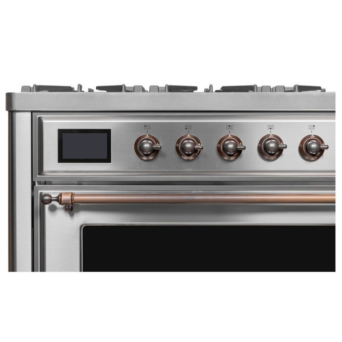 ILVE 36 Inch Majestic II Series Dual Fuel Natural Gas Range with 6 Burners and Griddle with 3.5 cu. ft. Oven Capacity TFT Oven Control Display (UM09FDNS3)