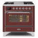 ILVE - Majestic II Series - 36 Inch Dual Fuel Freestanding Range Gas/Propane (UM09FDNS3) - Burgundy Chrome Trim