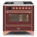 ILVE - Majestic II Series - 36 Inch Dual Fuel Freestanding Range Gas/Propane (UM09FDNS3) - Burgundy Copper Trim