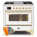 ILVE - Majestic II Series - 36 Inch Dual Fuel Freestanding Range Gas/Propane (UM09FDNS3) - Custom RAL Color Brass Trim