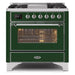 ILVE - Majestic II Series - 36 Inch Dual Fuel Freestanding Range Gas/Propane (UM09FDNS3) - Emerald Green Chrome Trim