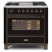 ILVE - Majestic II Series - 36 Inch Dual Fuel Freestanding Range Gas/Propane (UM09FDNS3) - Glossy Black with Bronze Trim