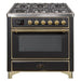 ILVE - Majestic II Series - 36 Inch Dual Fuel Freestanding Range Gas/Propane (UM09FDNS3) - Matte Graphite  Brass Trim