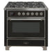 ILVE - Majestic II Series - 36 Inch Dual Fuel Freestanding Range Gas/Propane (UM09FDNS3) - Matte Graphite  ChromeTrim