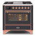 ILVE - Majestic II Series - 36 Inch Dual Fuel Freestanding Range Gas/Propane (UM09FDNS3) - Matte Graphite Copper Trim