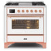 ILVE - Majestic II Series - 36 Inch Dual Fuel Freestanding Range Gas/Propane (UM09FDNS3) - White Copper Trim