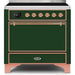 ILVE - Majestic II Series - 36 Inch Electric Freestanding Range (UMI09QNS3) - Emerald Green with Copper Trim