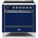 ILVE - Majestic II Series - 36 Inch Electric Freestanding Range (UMI09QNS3) - Midnight Blue with Chrome Trim