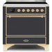 ILVE - Majestic II Series - 36 Inch Electric Freestanding Range (UMI09QNS3) - Matte Graphite with Brass Trim